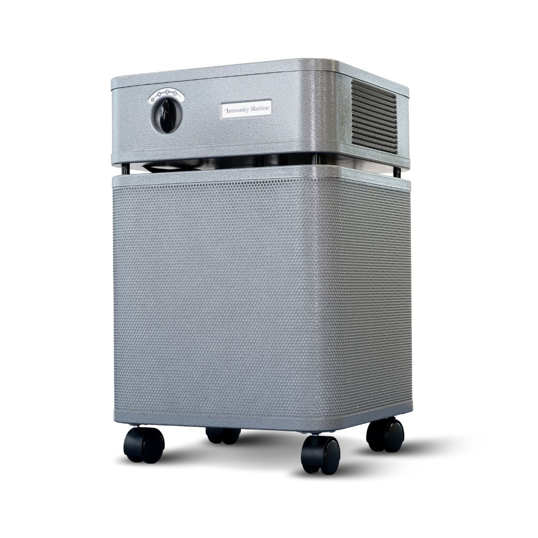 Austin Air Immunity Machine Gray air purifier on a white background