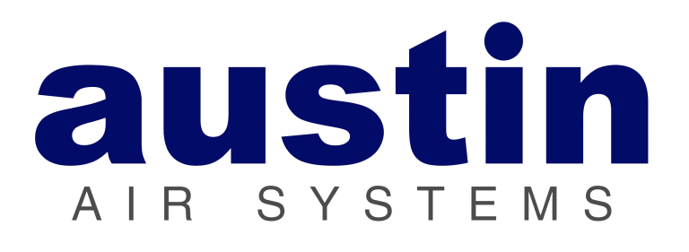 Austin Air Systems logo in navy blue with a transparent background