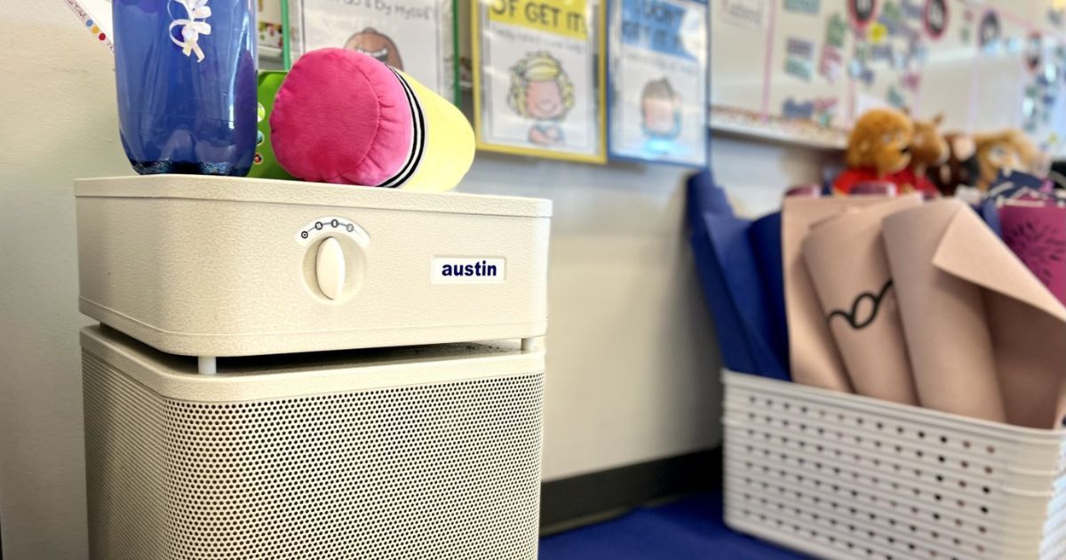 Austin Air purifier in a classroom