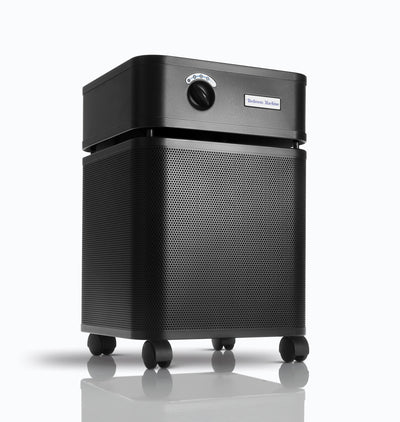 Austin Air Bedroom Machine black air purifier on a white background