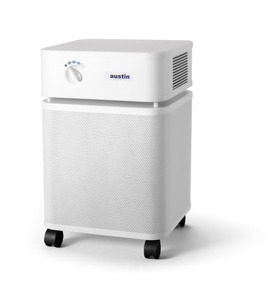 White Austin Air HealthMate Plus Air Purifier Left Angle